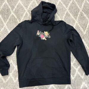All Saints Black Melrose Hoodie with Floral Design